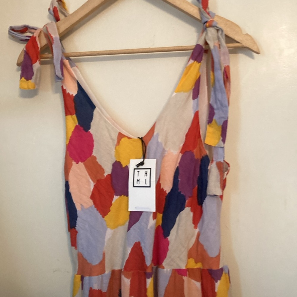 THML| Mabli Multicolored Tiered Maxi Dress 100% Cotton| Sz Lg. NWT - Picture 4 of 11